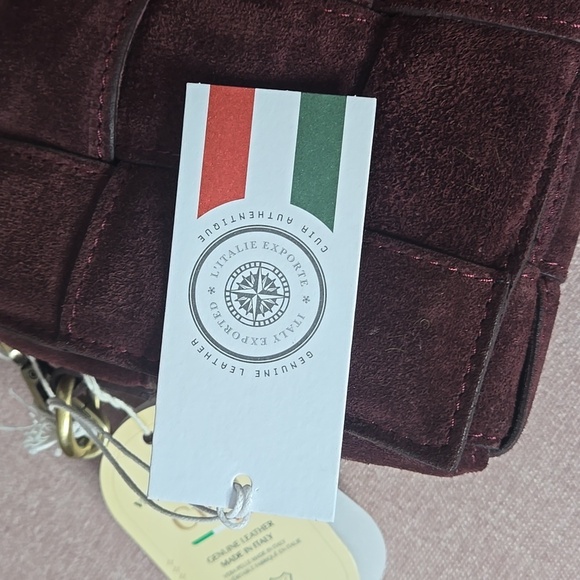 NWT VIOLA CASTELLANI Made In Italy Suede Woven Crossbody - Picture 4 of 4
